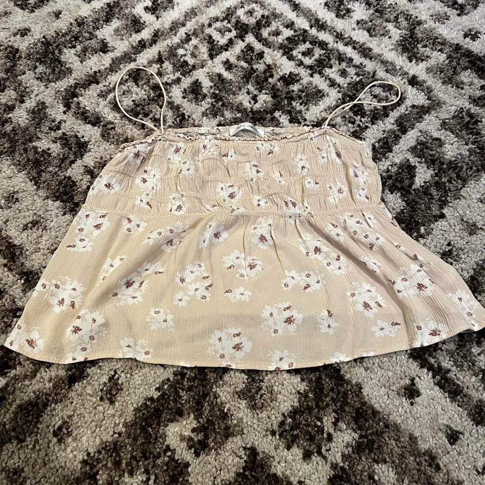 Cream Floral Tank Top